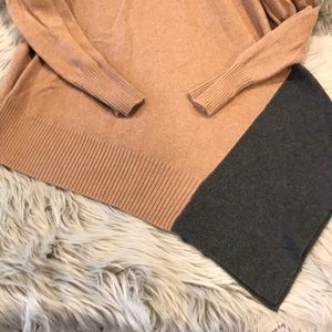 Cowl neck asymmetrical sweater